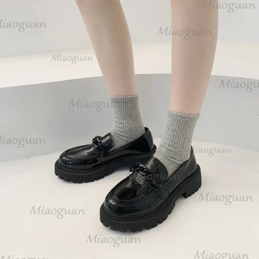 Women's Black Patent Platform Loafers
