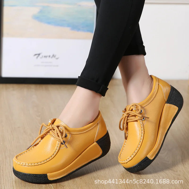 Women's Real Leather Flatform Loafers