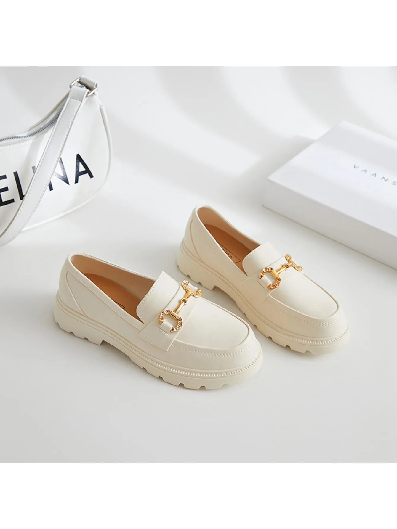 Women's Retro Gold Buckle Loafers