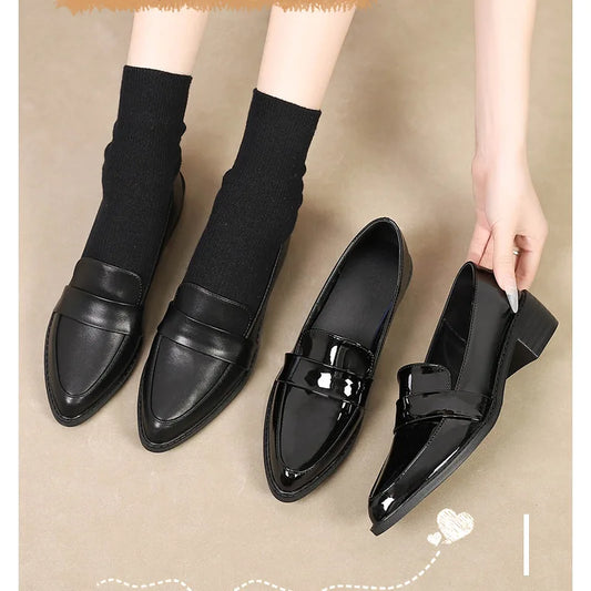 Women's Black Patent Leather Work Loafers