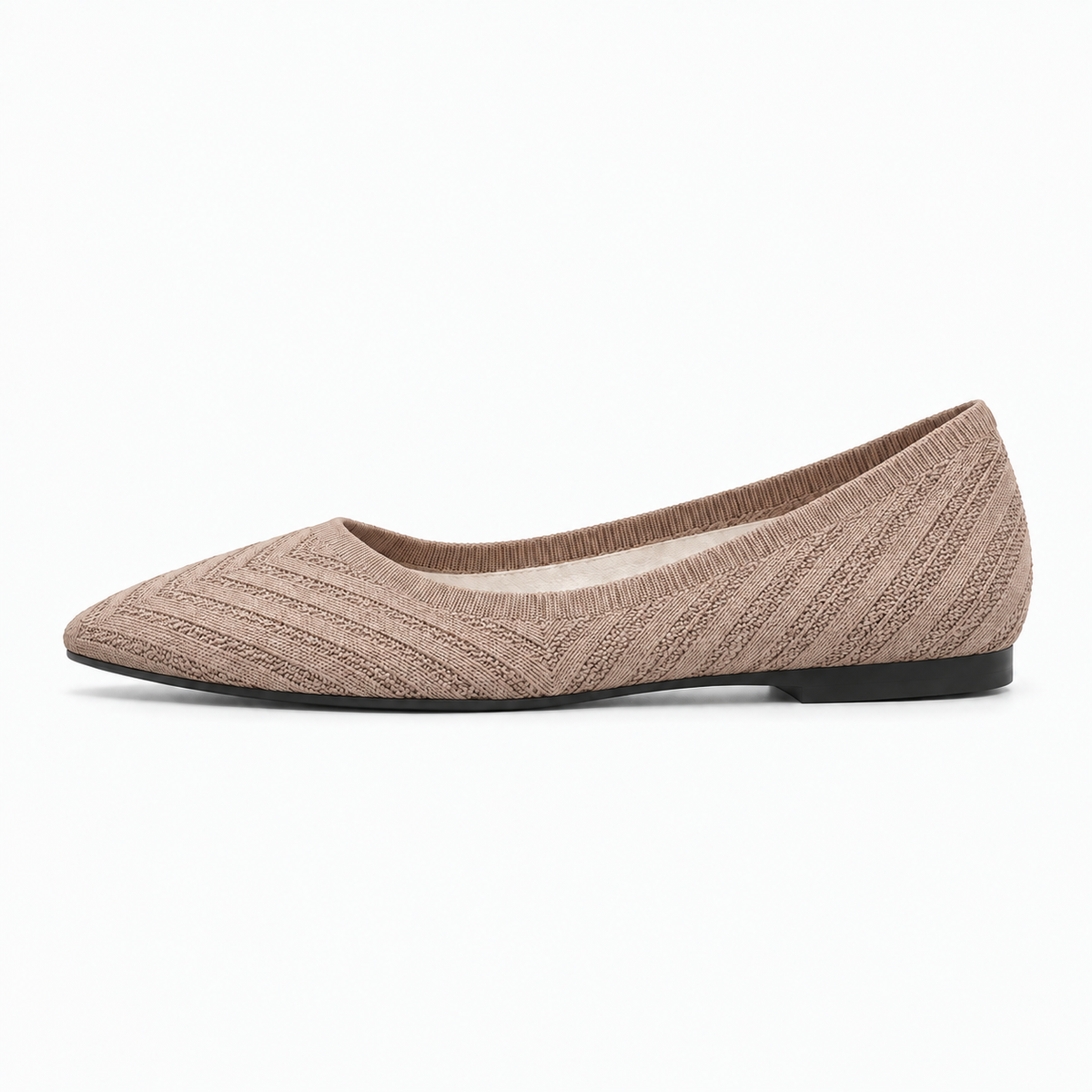 Apricot Womens Pointed Toe Knit Ballet Flats - women's ballet flats UK