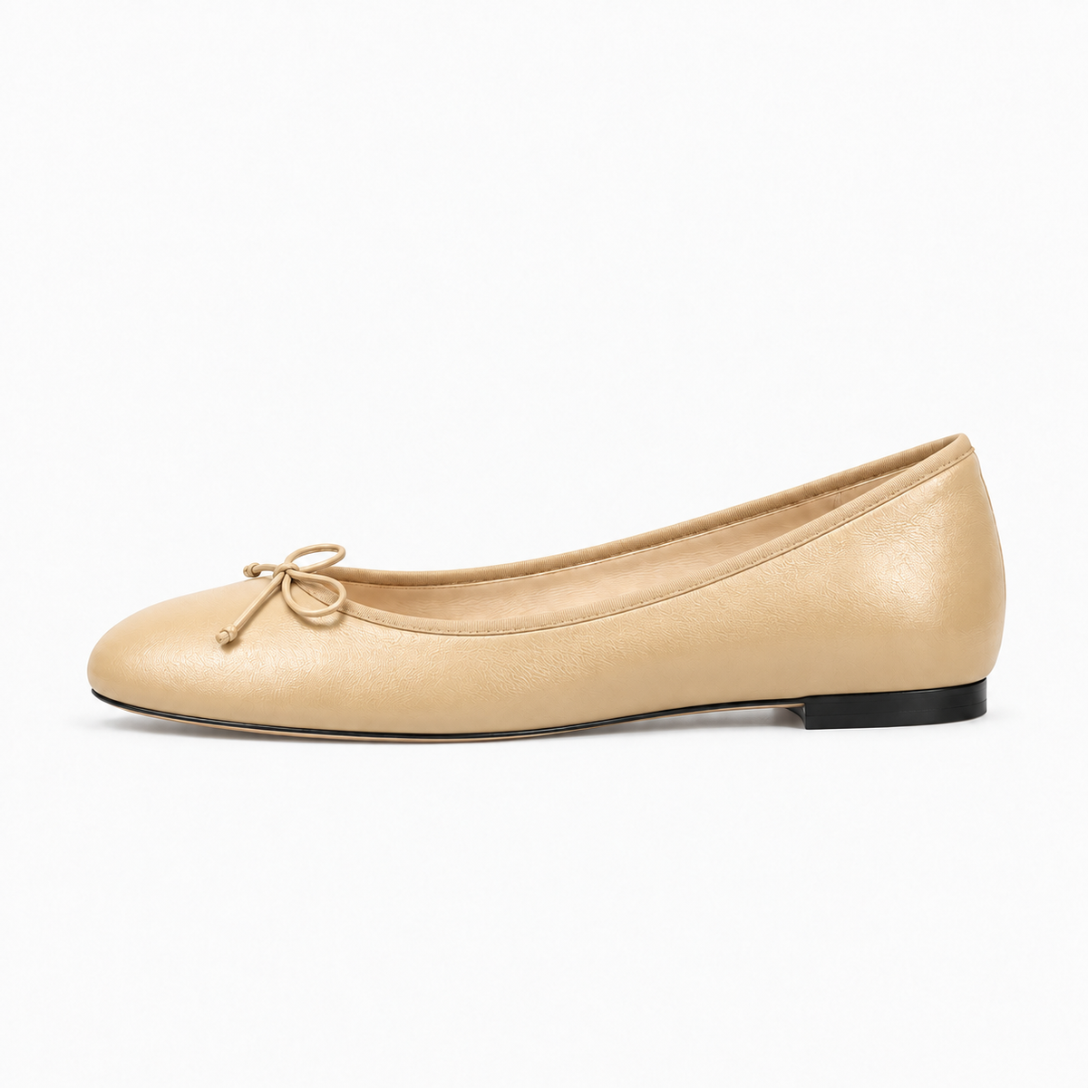 Apricot Womens Bow Round Toe Ballet Flats - women's ballet flats UK