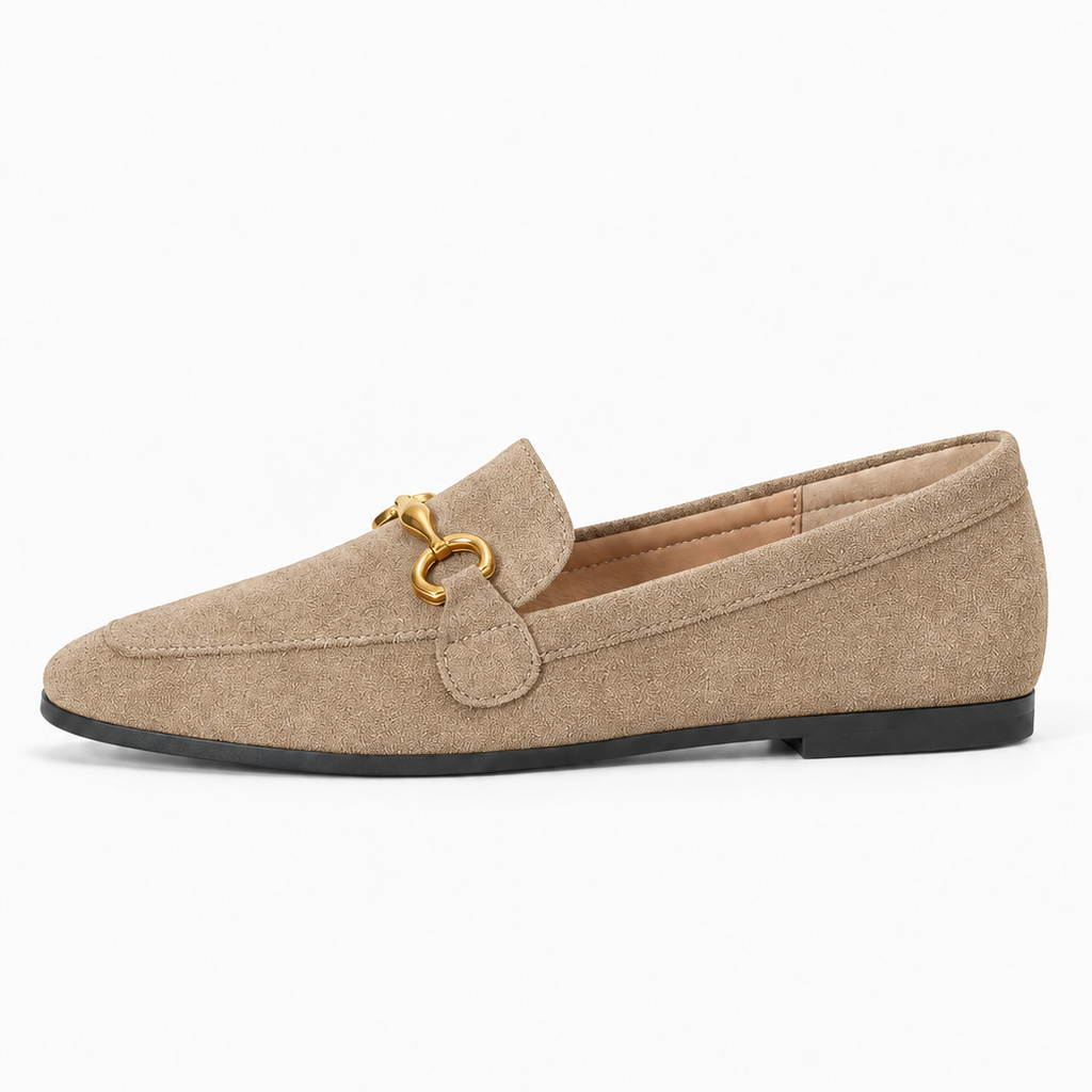 Beige Womens Leather Round Toe Soft Sole Loafers - women's leather loafers UK