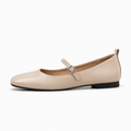 Beige Womens Mary Jane Buckle Strappy Ballet Flats - Mary Jane ballet flats UK