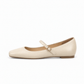 Beige Womens Leather Square Toe Comfort Ballet Flats - women's ballet flats UK