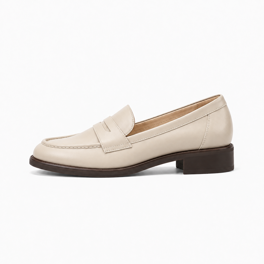 Beige Womens Leather Chunky Loafers - women's leather loafers UK