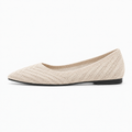 Beige Womens Pointed Toe Knit Ballet Flats - women's ballet flats UK