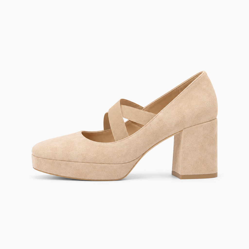 Beige Womens Platform Ballet Flats - women's ballet flats UK