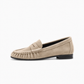 Beige Womens Leather Retro Loafers - women's leather loafers UK