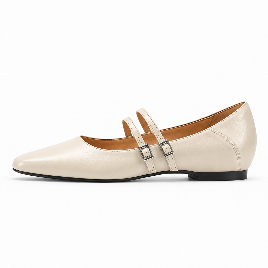 Beige Womens Square Toe Mary Jane Heels pair view - square toe mary janes UK