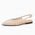 Beige Womens Pointed Toe Slingback Ballet Flats - women's ballet flats UK