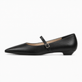 Black Womens Mary Jane Buckle Leather Ballet Flats - Mary Jane ballet flats UK