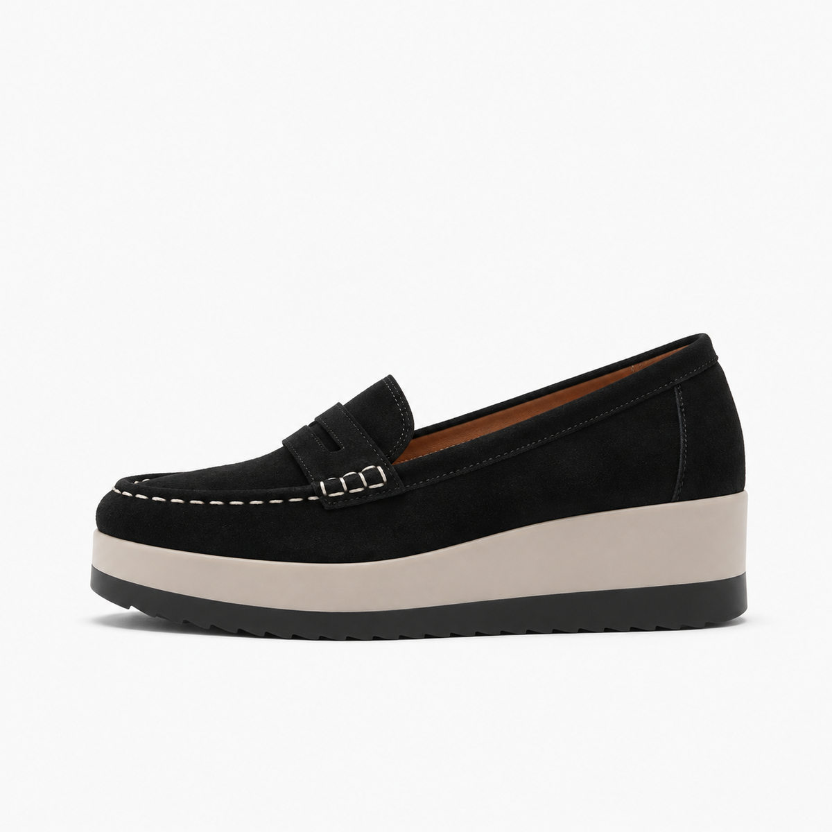 Black Womens Suede Platform Loafers - women's suede loafers UK