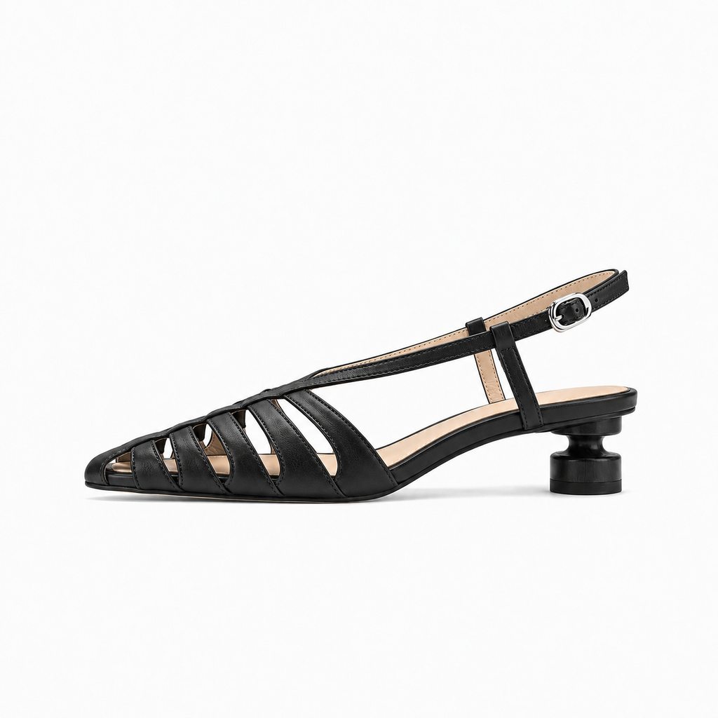 Black Womens Slingback Strappy Pointed Toe Ballet Flats - women's ballet flats UK