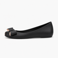 Black Womens Bow PVC Ballet Flats - women's ballet flats UK