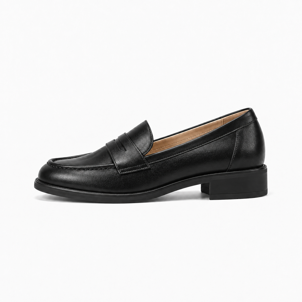 Black Womens Leather Chunky Loafers - women's leather loafers UK