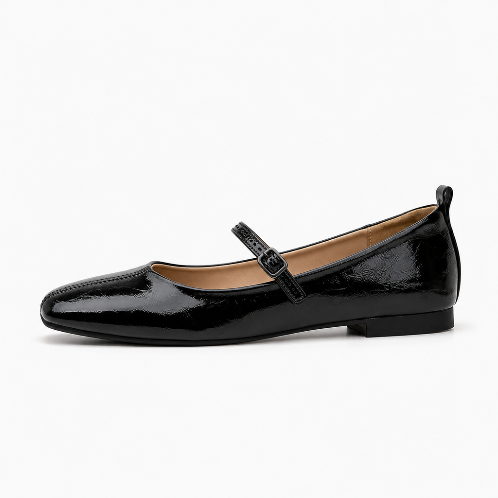 Black Womens Mary Jane Buckle Strappy Ballet Flats - Mary Jane ballet flats UK