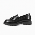 Black Womens Leather Tassel Loafers - women's leather loafers UK