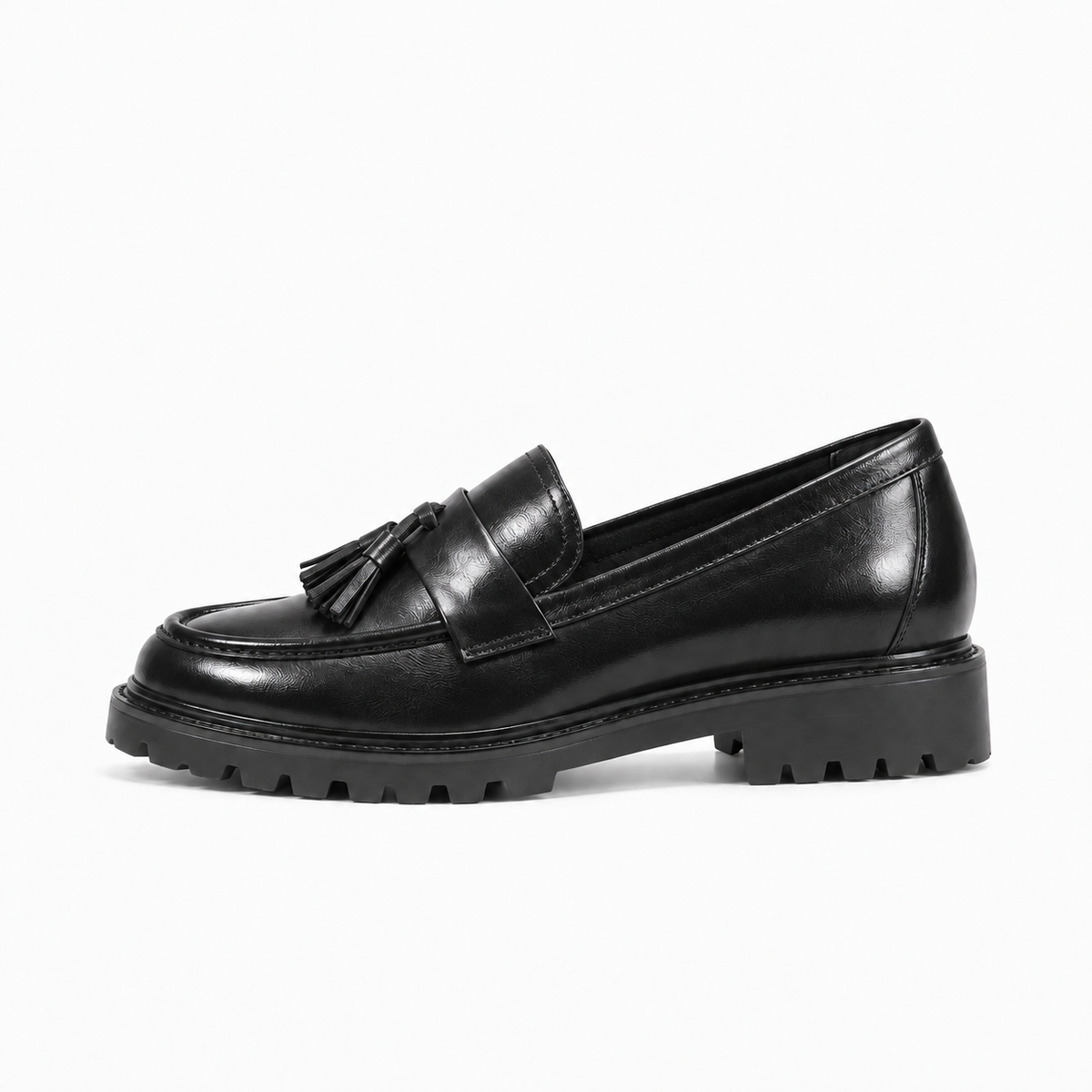Black Womens Leather Tassel Loafers - women's leather loafers UK
