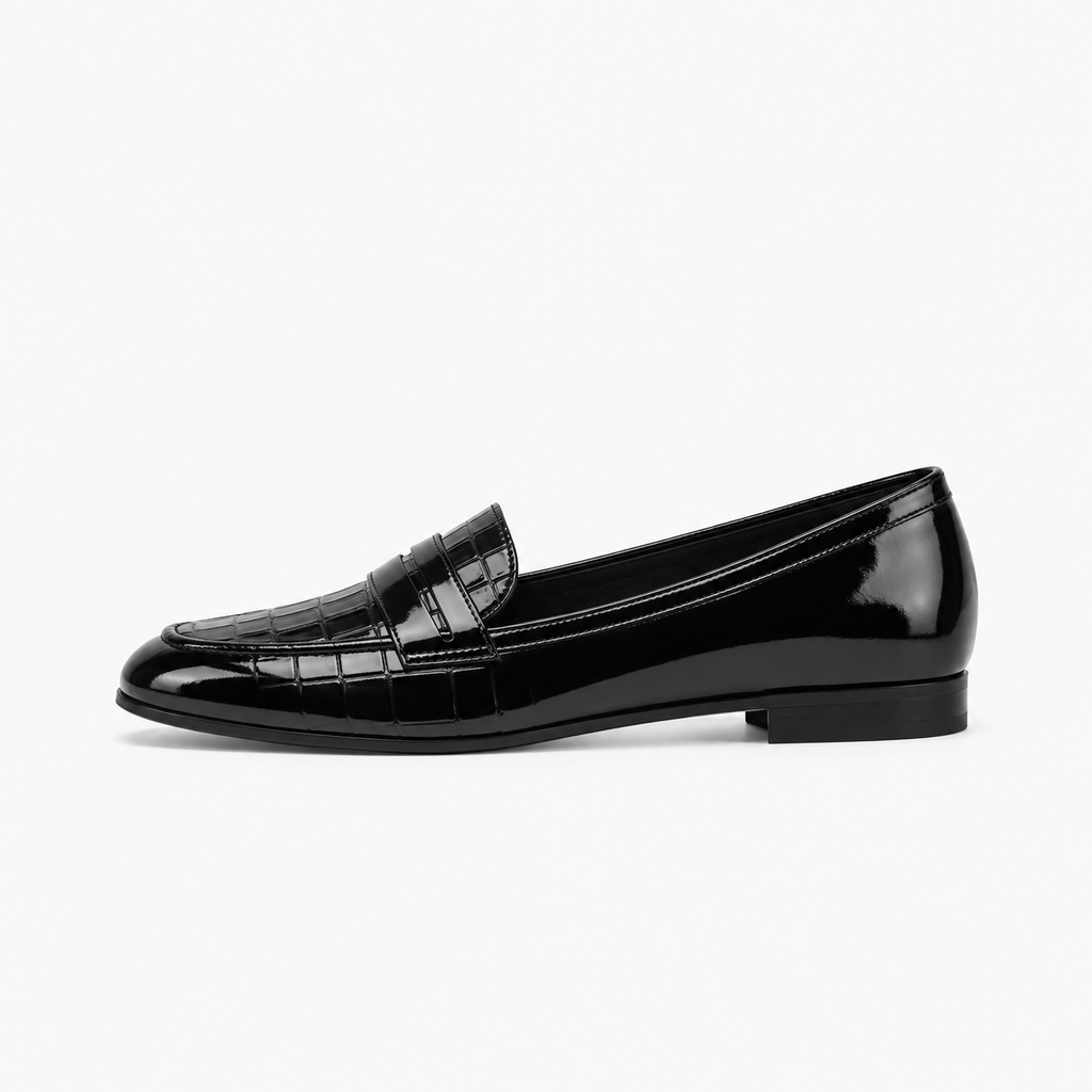 Black Womens Patent Leather Loafers - women's leather loafers UK