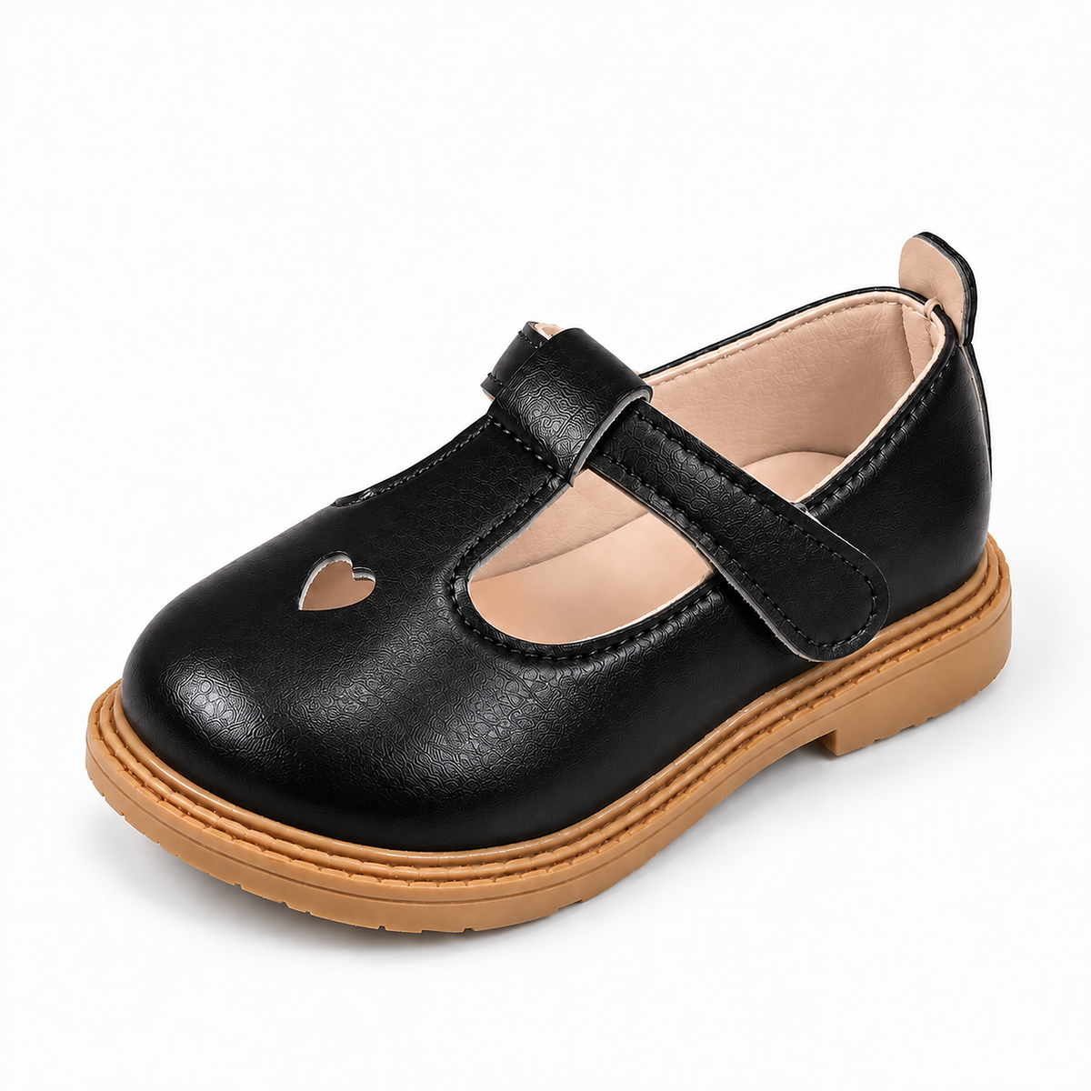 Black Kids Strappy Woven Leather Ballet Flats - kids leather Mary Jane ballet flats with tan sole