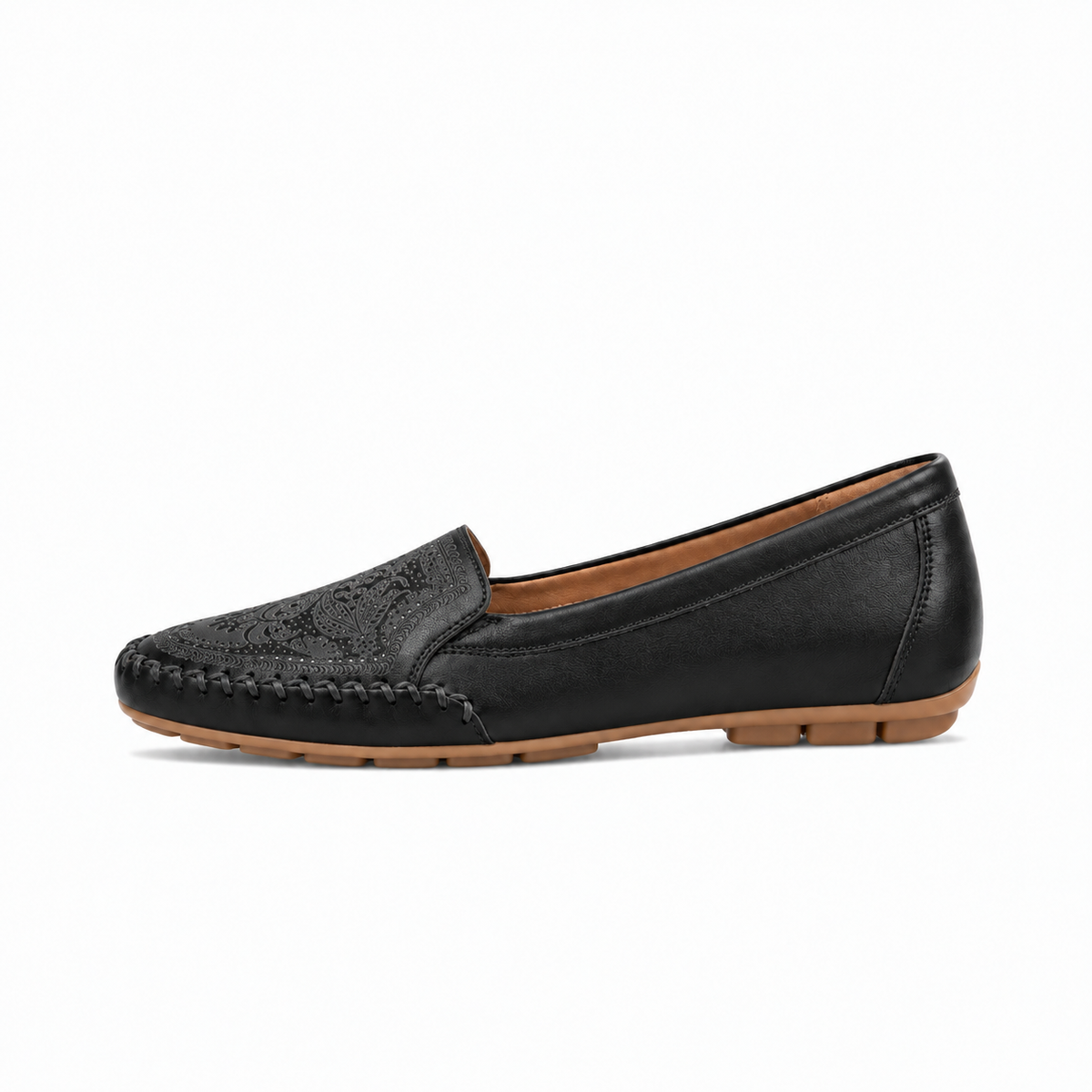 Black Womens Embroidered Comfort Loafers - womens loafers UK