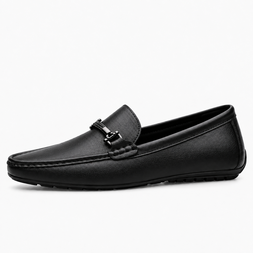 Black Womens Leather Driving Everyday Loafers - women's leather loafers UK