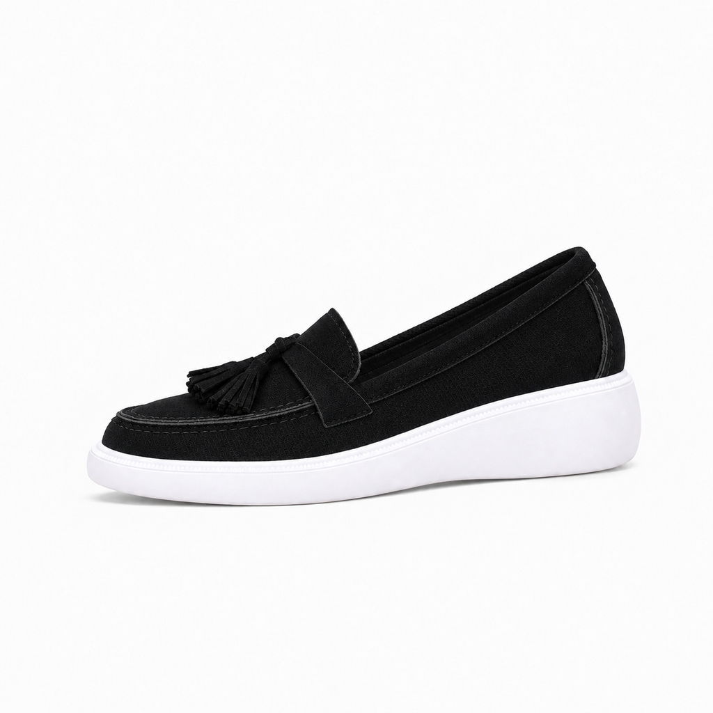 Black Womens Tassel Chunky Loafers - women's loafers UK