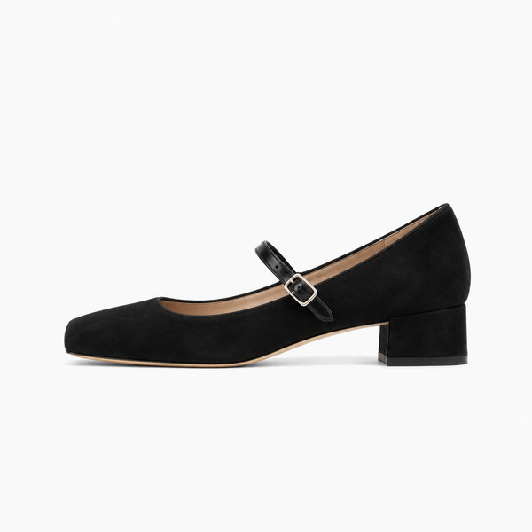 Womens Block Heel Mary Jane Flats