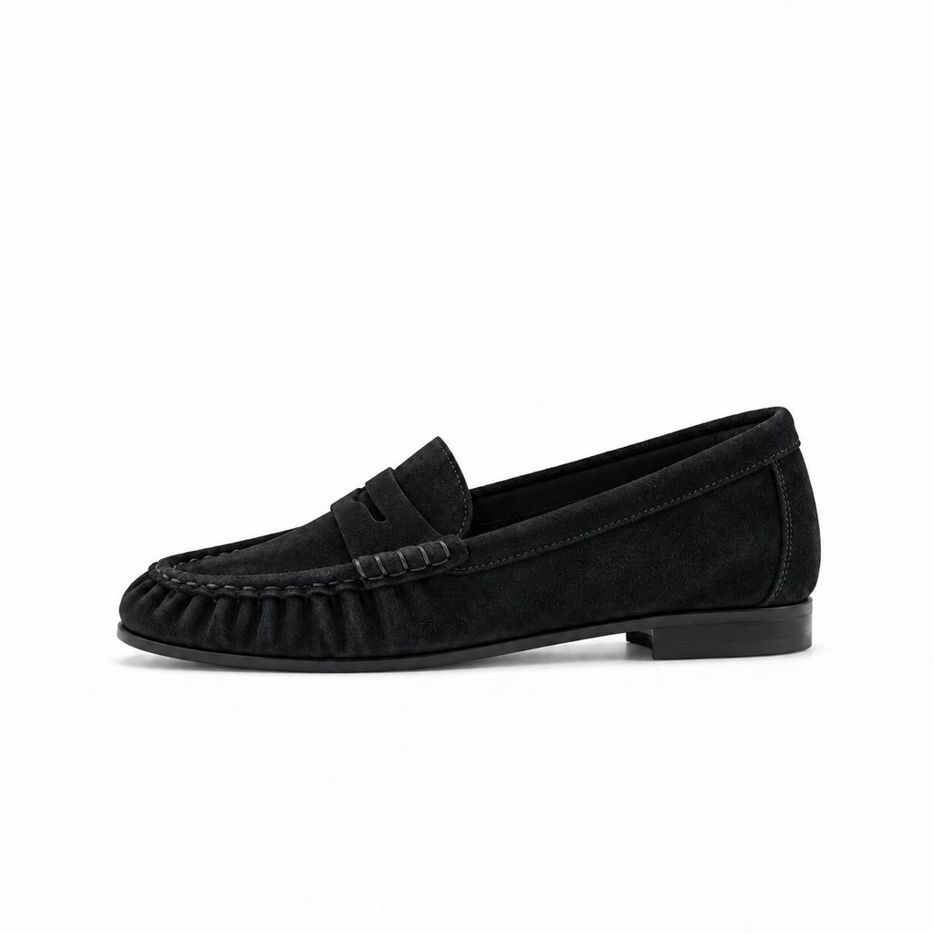 Black Womens Leather Retro Loafers - women's leather loafers UK