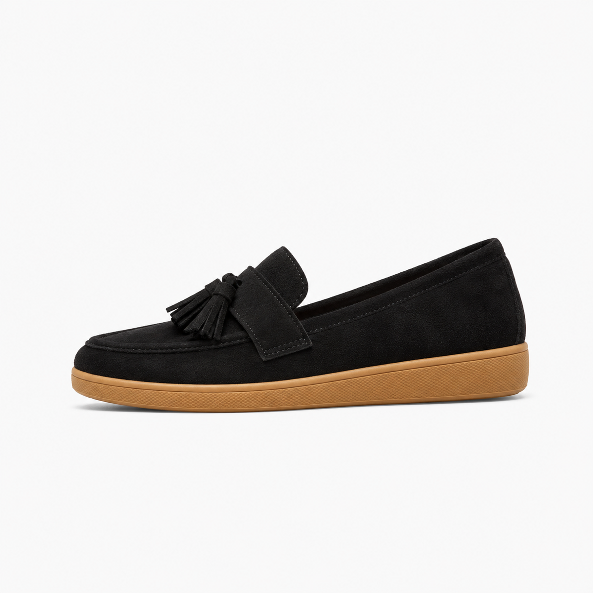 Black Womens Suede Leather Retro Everyday Loafers - women's suede loafers UK