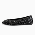 Black Womens Statement Pointed Toe Ballet Flats - womens sequin flats UK