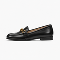 Black Leather Womens Penny Leather Walking Loafers - women's leather loafers UK