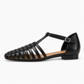 Black Womens Strappy Woven Ballet Flats - womens woven flats UK