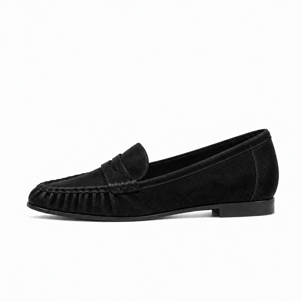 Black Suede Womens Leather Comfort Loafers - women's leather loafers UK