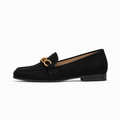 Black Suede Womens Penny Leather Walking Loafers - women's leather loafers UK