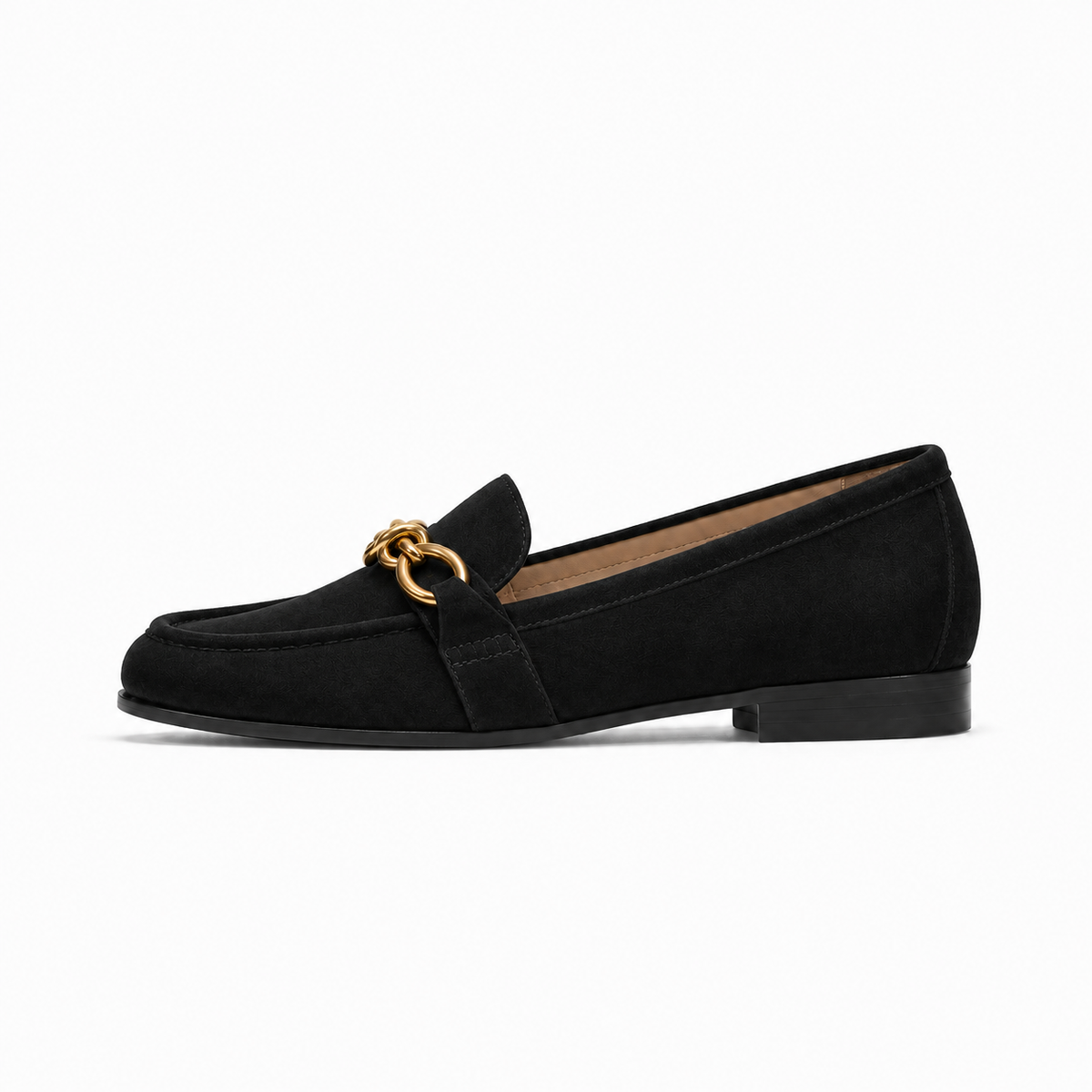 Black Suede Womens Penny Leather Walking Loafers - women's leather loafers UK