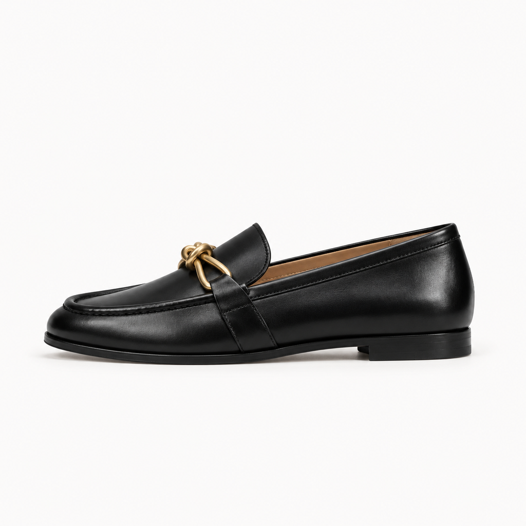 Black Womens Horsebit Chain Loafers - womens loafers UK