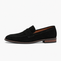 Black Womens Suede Leather Retro Loafers - women's suede loafers UK