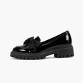 Black Womens Bow Platform Black Ballet Flats - women's ballet flats UK