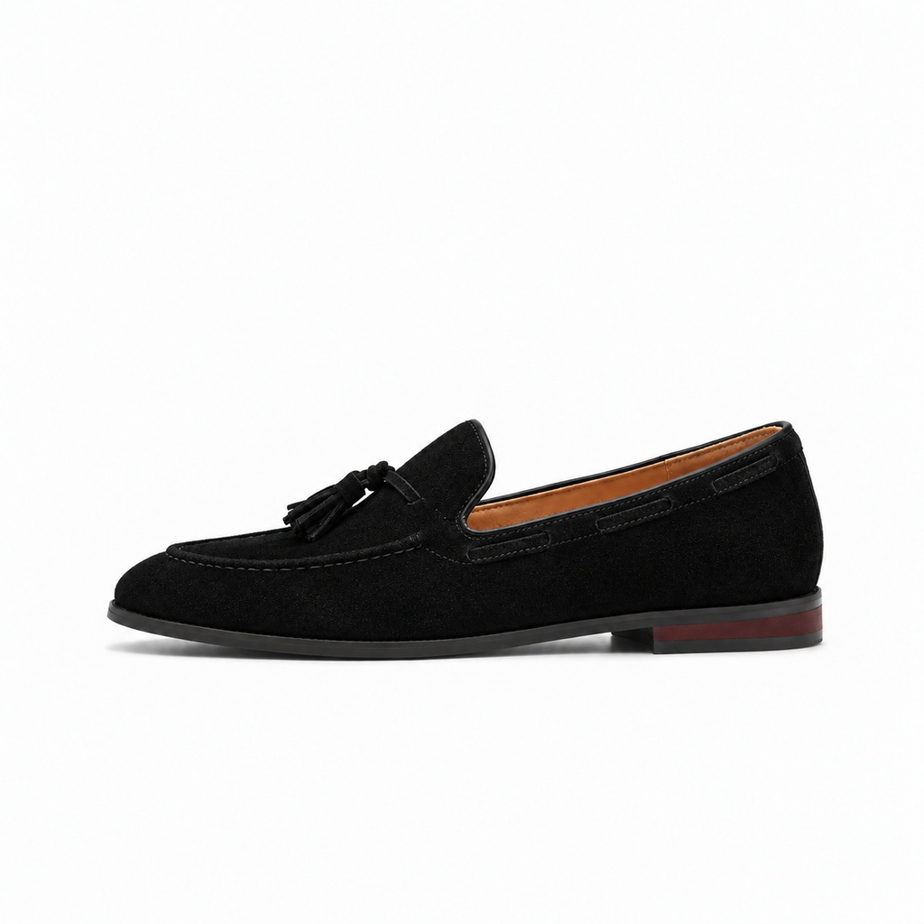 Black Womens Tassel Suede Comfort Loafers - women's suede loafers UK