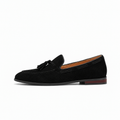 Black Womens Tassel Suede Comfort Loafers - women's suede loafers UK