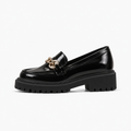 Black Womens Chain Platform Loafers - women's loafers UK