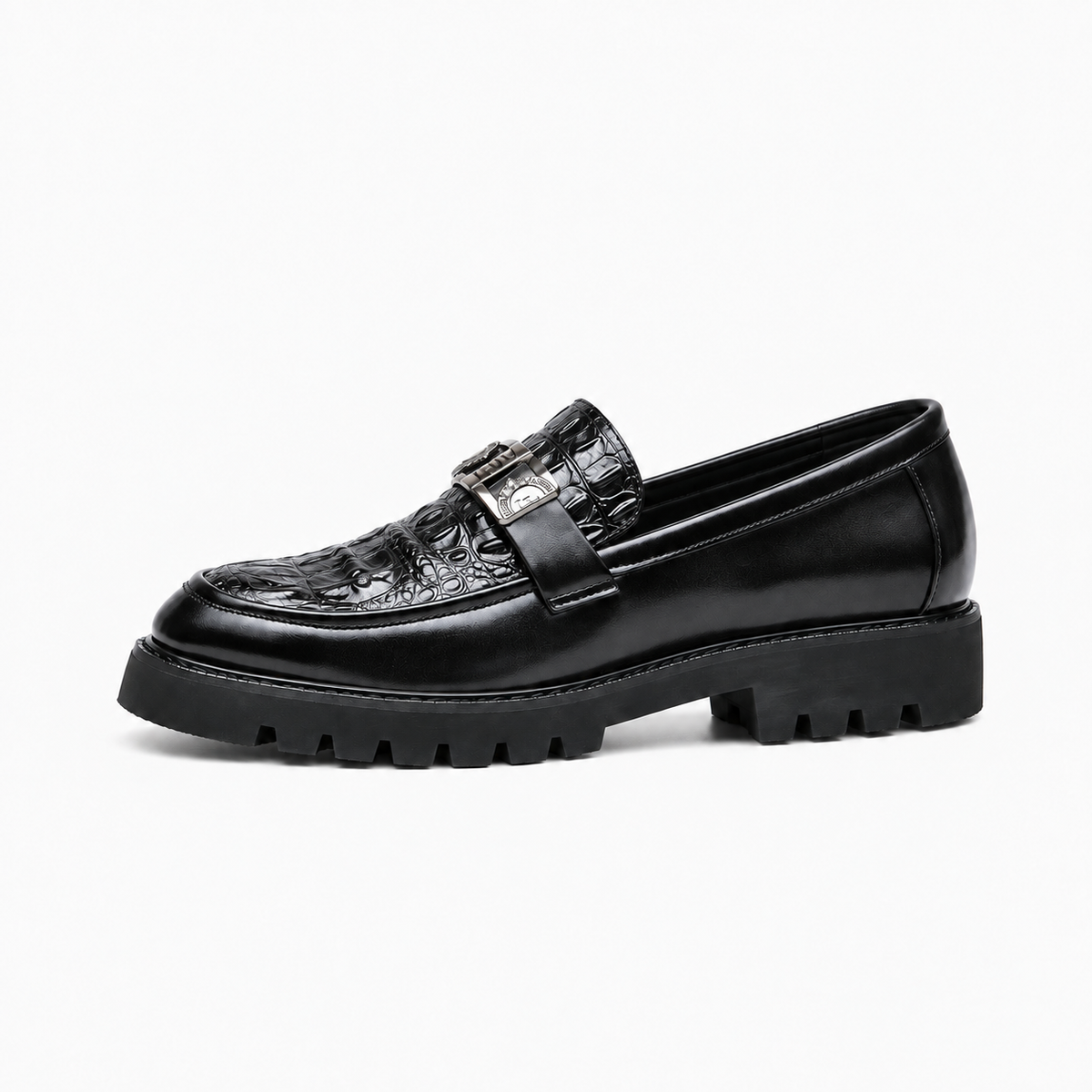 Black Womens Leather Retro Everyday Loafers - women's leather loafers UK