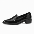 Womens Pointed Heeled Loafers - Patent Black womens pointed heeled loafer
