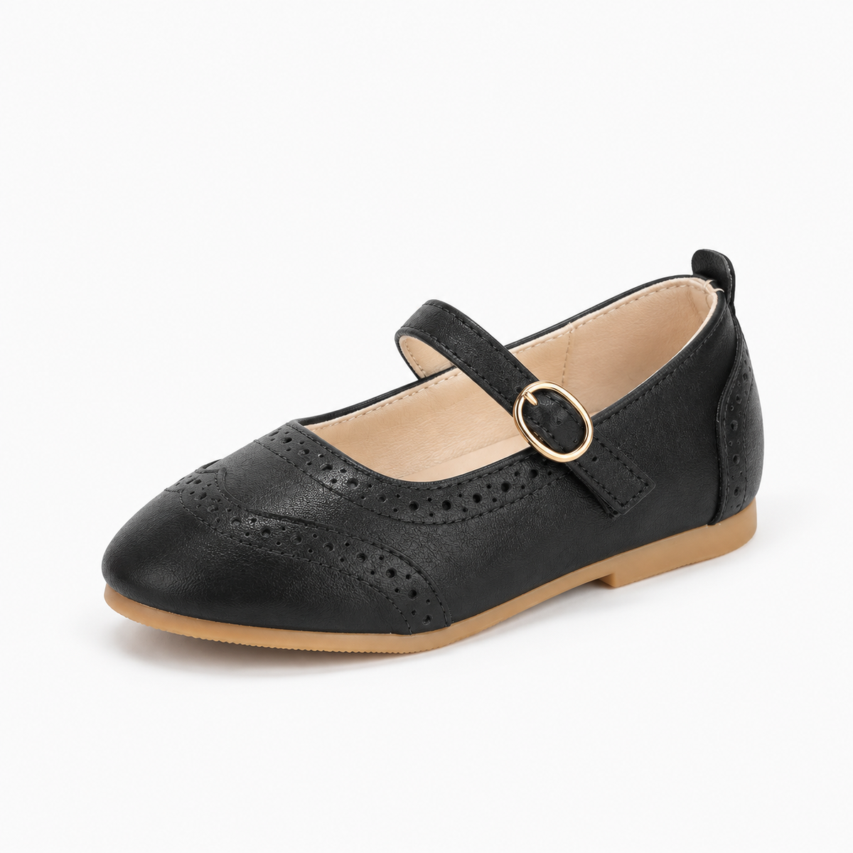 Black Kids Brogue Mary Jane Ballet Flats - childrens Mary Jane shoes UK