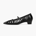 Black Womens Pointed Toe Chunky Summer Ballet Flats - women's ballet flats UK