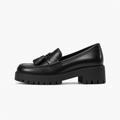 Black Womens Tassel Platform Black Loafers - women's loafers UK