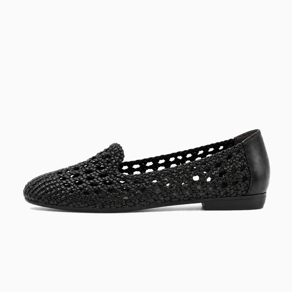 Black Womens Leather Woven Ballet Flats - women's ballet flats UK