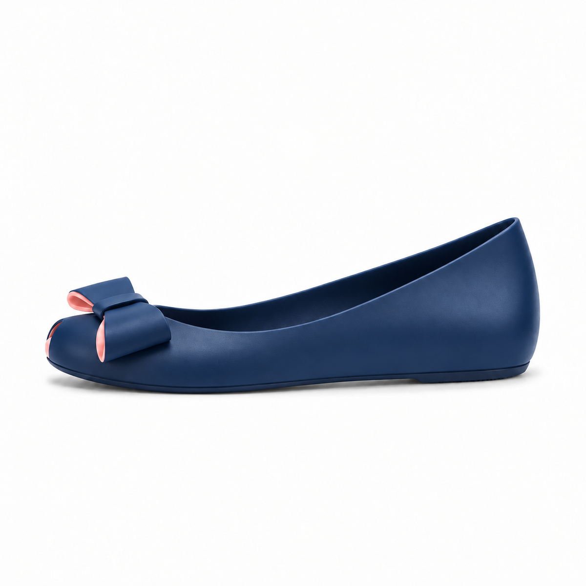 Blue Womens Bow PVC Ballet Flats - women's ballet flats UK